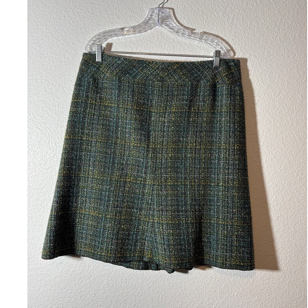 Vintage Tapemeasure Women's Size 14 Green Tweed Lined Zip-Back A-Line Skirt